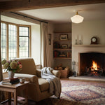 Load image into Gallery viewer, Geotower Rounded Opal Glass Schoolhouse Ceiling Light – Mid-Century Style – Bedroom & Hallway Fixture