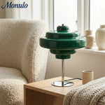 Cargar imagen en el visor de la Galería, Lámpara de mesa de cristal Koloro: moderna lámpara de niveles para espacios de estar o de trabajo