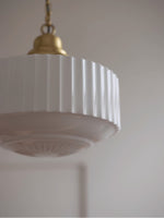 Load image into Gallery viewer, Opalume Glass Pendant Light – Vintage Milk Glass Pendant Light with Art Deco Style