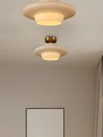 Load image into Gallery viewer, Art Deco Milk Glass Fixed Ceiling Light
