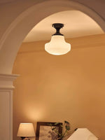 Load image into Gallery viewer, Medieval Art Deco Milk Glass Fixed Ceiling Light