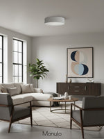 Load image into Gallery viewer, Soft Ceiling Lamp - Fabric & Acrylic Round Light for Ambient Glow