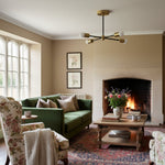 Load image into Gallery viewer, Mobilux Line Mid-Century Gold Sputnik Chandelier – Semi-Flush Geometric Brass Fixture