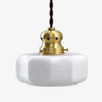 Charger l'image dans la visionneuse de galerie, Style 2 vintage brass and white glass pendant lamp on white background