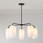 Bild in Gallery-Viewer laden, Lumivelle 5-Licht Glas Kronleuchter – Moderne Metall Runde Beleuchtung