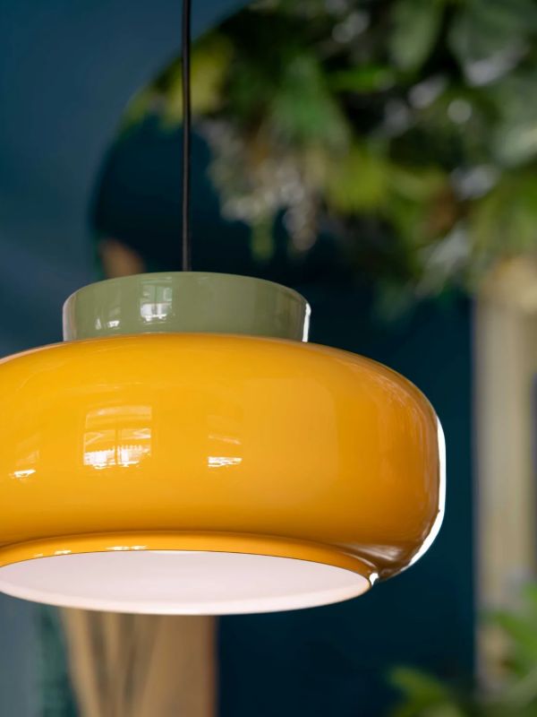 Ceramic and Glass Pendant Light - Bauhaus Disc Orb - Maracanã – Monulo