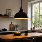 Cargar imagen en el visor de la Galería, black pendant light over a warm kitchen worktop