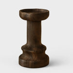 Load image into Gallery viewer, Tall dark solid wood candle holder on a neutral background