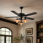 Cargar imagen en el visor de la Galería, Industrial Ceiling Fan Light with Wood or Iron Blades