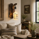 Load image into Gallery viewer, Rustic Wood and Rope Bottle Wall Sconce
