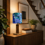 Load image into Gallery viewer, Colorful printed fabric table lamp in a styled interior