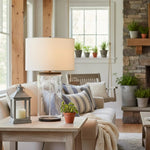 Charger l'image dans la visionneuse de galerie, Lampe de table en verre recyclé Sustaina - Forme sculpturale irrégulière et style côtier pour table de chevet de chambre