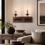 Cargar imagen en el visor de la Galería, Two light rustic wall sconce installed in a warm country living room