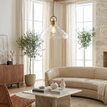 Cargar imagen en el visor de la Galería, Lámpara colgante de cono ancho Lumicona – Diseño de vidrio transparente con estilo industrial para cocinas U17