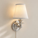 Charger l'image dans la visionneuse de galerie, Rowan No-Wire Flat Drum Shade Wall Sconce – Plug-In Fabric Wall Light