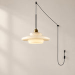 Charger l'image dans la visionneuse de galerie, Vintage Milk White Glass Plug-In Pendant Light