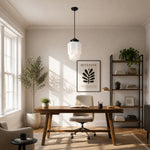 Bild in Gallery-Viewer laden, Vintage-Pendelleuchte mit geometrischem Wolkenkratzer-Schirm aus Milchglas im Art-déco-Stil
