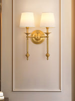 Load image into Gallery viewer, Rowan Fabric Shade Wall Sconce in Antique Copper - Vintage Luxury Light for Interiors