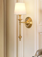 Load image into Gallery viewer, Rowan Fabric Shade Wall Sconce in Antique Copper - Vintage Luxury Light for Interiors