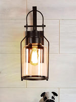 Cargar imagen en el visor de la Galería, Aplique de pared industrial – Lámpara de exterior vintage americana de hierro con pantalla de cristal