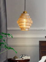 Load image into Gallery viewer, Antique Ribbed Glass Hanging Light - Retro Pendant for Dining Room