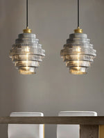 Load image into Gallery viewer, Antique Ribbed Glass Hanging Light - Retro Pendant for Dining Room