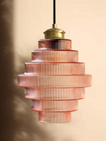 Cargar imagen en el visor de la Galería, Lámpara colgante de vidrio acanalado: botella antigua para decoración vintage