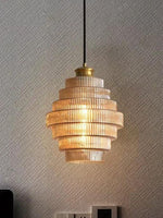 Load image into Gallery viewer, Antique Ribbed Glass Hanging Light - Retro Pendant for Dining Room