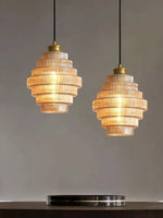 Load image into Gallery viewer, Antique Ribbed Glass Hanging Light - Retro Pendant for Dining Room