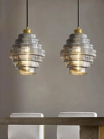 Load image into Gallery viewer, Antique Ribbed Glass Hanging Light - Retro Pendant for Dining Room