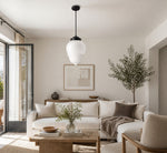 Bild in Gallery-Viewer laden, Vintage-Pendelleuchte mit geometrischem Wolkenkratzer-Schirm aus Milchglas im Art-déco-Stil