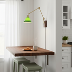 Charger l'image dans la visionneuse de galerie, Green Glass Banker-Style Plug-In Wall Lamp product view