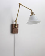 Charger l'image dans la visionneuse de galerie, Green Glass Banker-Style Plug-In Wall Lamp product view