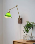 Charger l'image dans la visionneuse de galerie, Green Glass Banker-Style Plug-In Wall Lamp product view