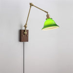 Charger l'image dans la visionneuse de galerie, Green Glass Banker-Style Plug-In Wall Lamp product view