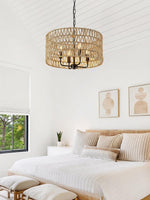Load image into Gallery viewer, Bohemian Rattan Farmhouse Chandelier For Bedroom
