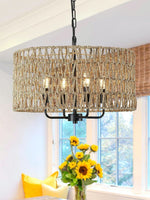 Load image into Gallery viewer, Bohemian Rattan Farmhouse Chandelier For Bedroom