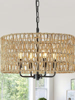 Load image into Gallery viewer, Bohemian Rattan Farmhouse Chandelier For Bedroom