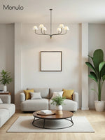 Charger l'image dans la visionneuse de galerie, Lustre Calin en tissu blanc à 6 lumières - Élégance moderne du milieu du siècle