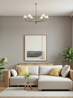 Charger l'image dans la visionneuse de galerie, Lustre Calin en tissu blanc à 6 lumières - Élégance moderne du milieu du siècle