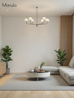 Charger l'image dans la visionneuse de galerie, Lustre Calin en tissu blanc à 6 lumières - Élégance moderne du milieu du siècle