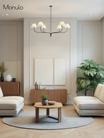 Charger l'image dans la visionneuse de galerie, Lustre Calin en tissu blanc à 6 lumières - Élégance moderne du milieu du siècle