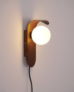 Load image into Gallery viewer, Wood-Tone Globe Plug-In Wall Lamp product view