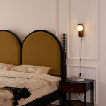 Load image into Gallery viewer, Wood-Tone Globe Plug-In Wall Lamp product view