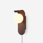 Load image into Gallery viewer, Wood-Tone Globe Plug-In Wall Lamp product view