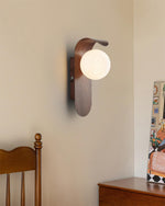 Load image into Gallery viewer, Wood-Tone Globe Plug-In Wall Lamp product view