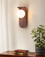 Load image into Gallery viewer, Wood-Tone Globe Plug-In Wall Lamp product view