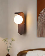 Load image into Gallery viewer, Wood-Tone Globe Plug-In Wall Lamp product view