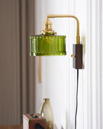 Bild in Gallery-Viewer laden, Fish-Scale Glass and Brass Plug-In Wall Lamp product view