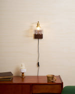 Bild in Gallery-Viewer laden, Fish-Scale Glass and Brass Plug-In Wall Lamp product view
